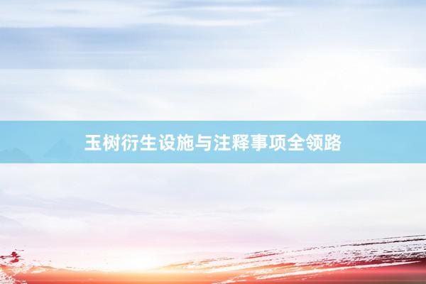 玉树衍生设施与注释事项全领路